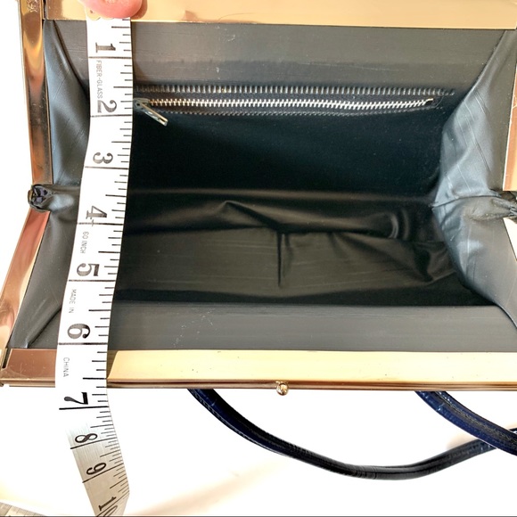 Bags Vintage Navy Blue Frame Purse With Grommet Handles Poshmark